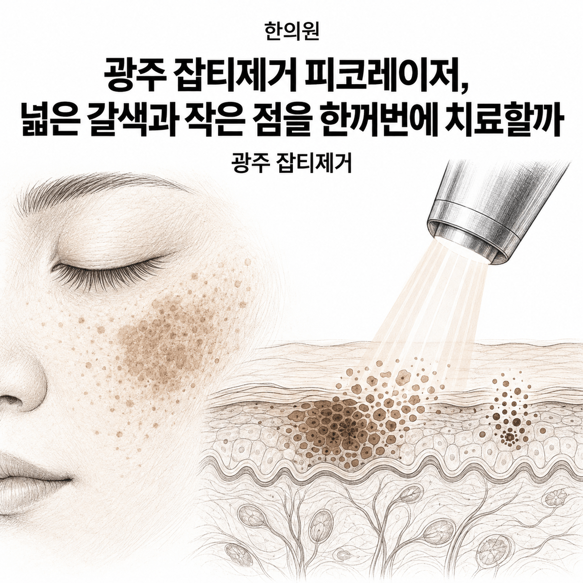 광주 한의원 잡티제거 피코레이저, 넓은 갈색과 작은 점을 한꺼번에 치료할까 핵심 정보 이미지