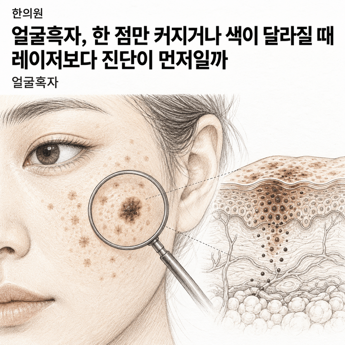 광주 한의원 얼굴흑자, 한 점만 커지거나 색이 달라질 때 레이저보다 진단이 먼저일까 핵심 정보 이미지