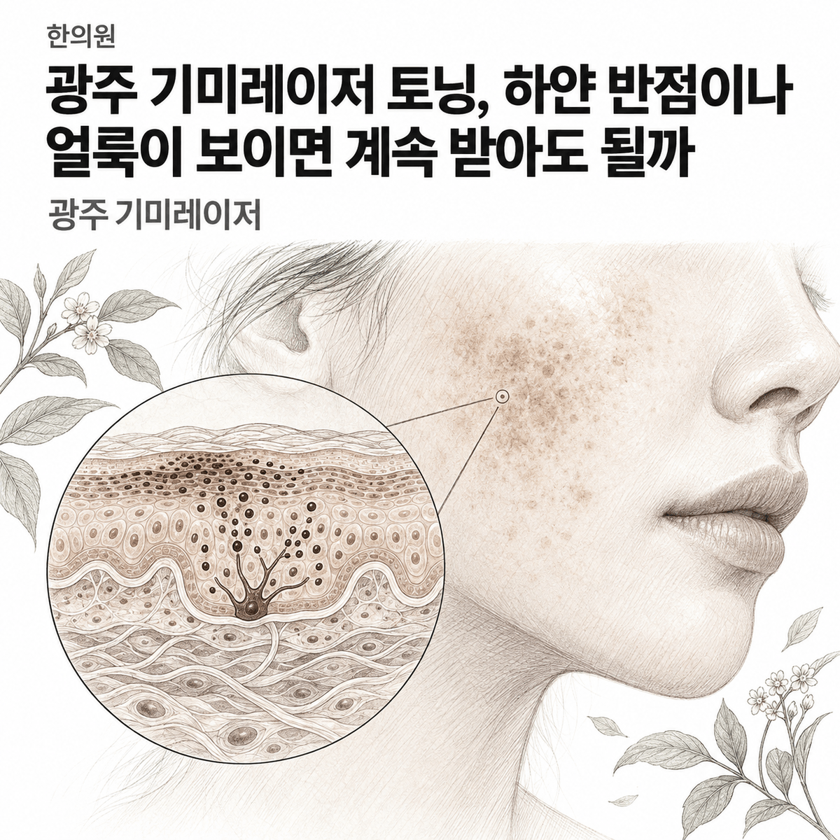 광주 한의원 기미레이저 토닝, 하얀 반점이나 얼룩이 보이면 계속 받아도 될까 핵심 정보 이미지
