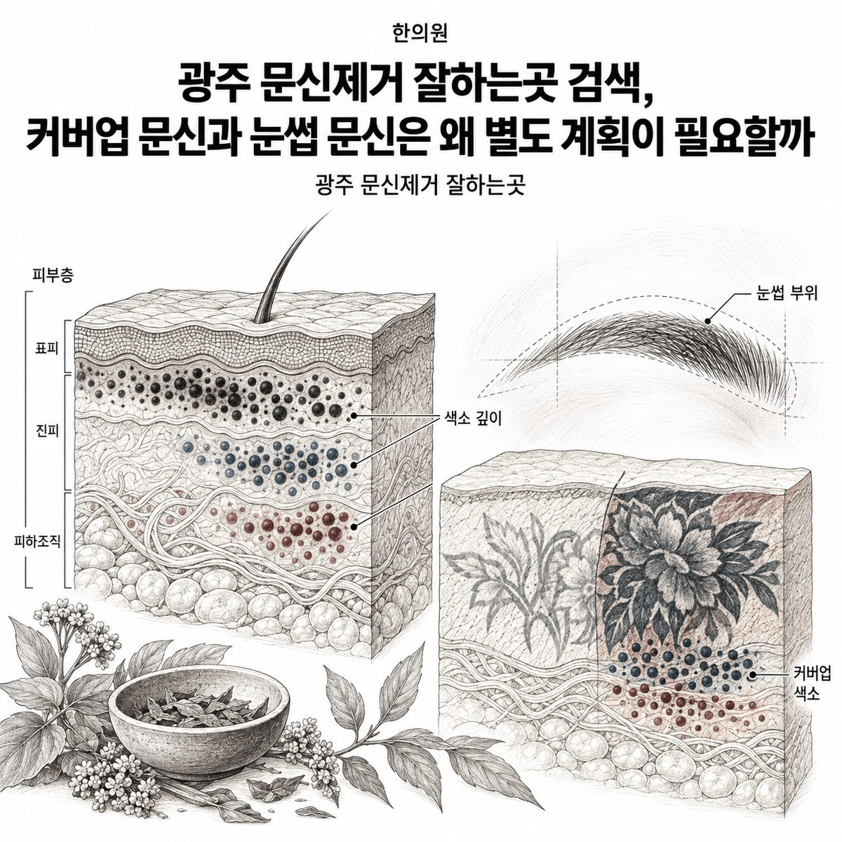 광주 한의원 문신제거 잘하는곳 검색, 커버업 문신과 눈썹 문신은 왜 별도 계획이 필요할까 핵심 정보 이미지