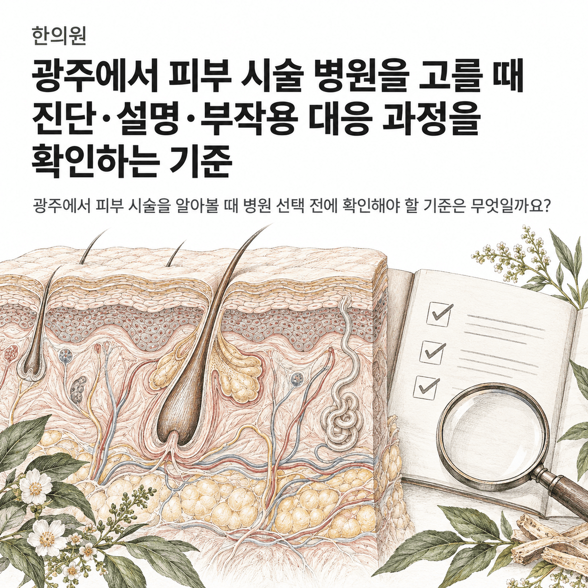 광주 한의원 에서 피부 시술 병원을 고를 때 진단·설명·부작용 대응 과정을 확인하는 기준 핵심 정보 이미지
