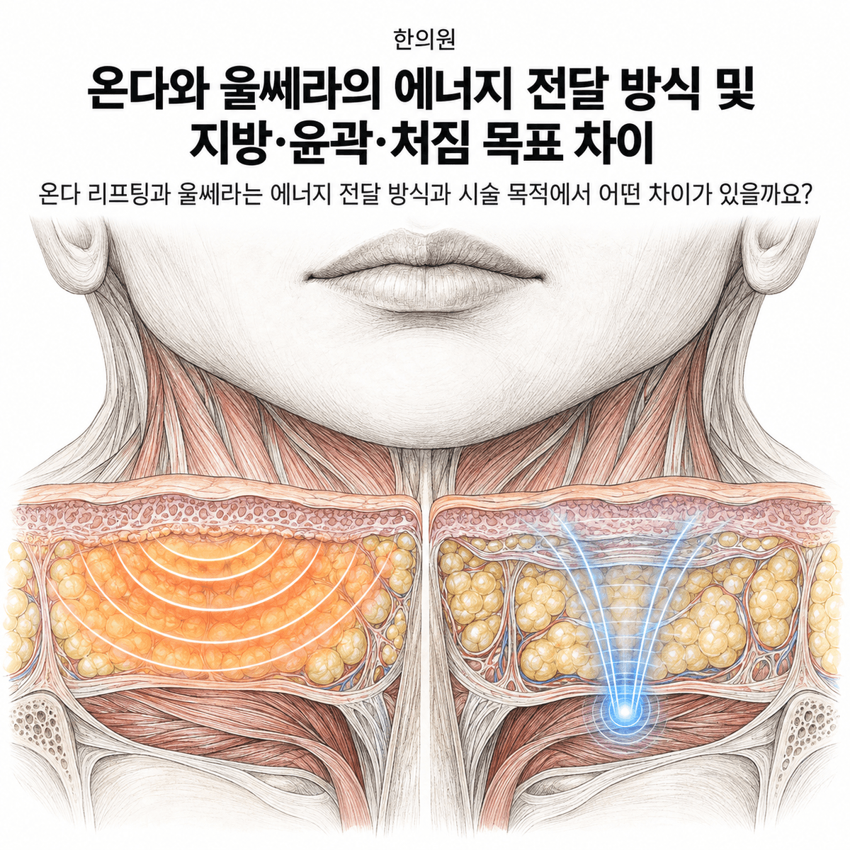 광주 한의원 온다와 울쎄라의 에너지 전달 방식 및 지방·윤곽·처짐 목표 차이 핵심 정보 이미지