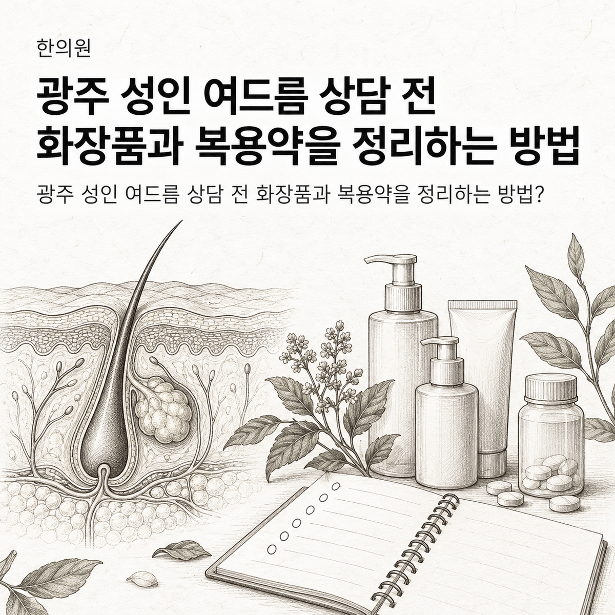 광주 한의원 성인 여드름 상담 전 화장품과 복용약을 정리하는 방법 핵심 정보 이미지