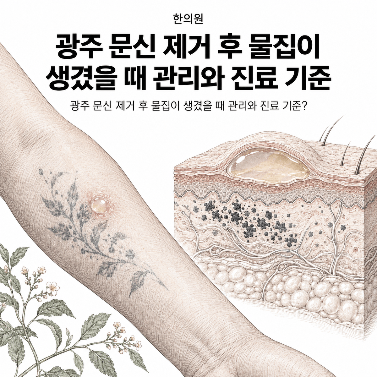 광주 한의원 문신 제거 후 물집이 생겼을 때 관리와 진료 기준 핵심 정보 이미지