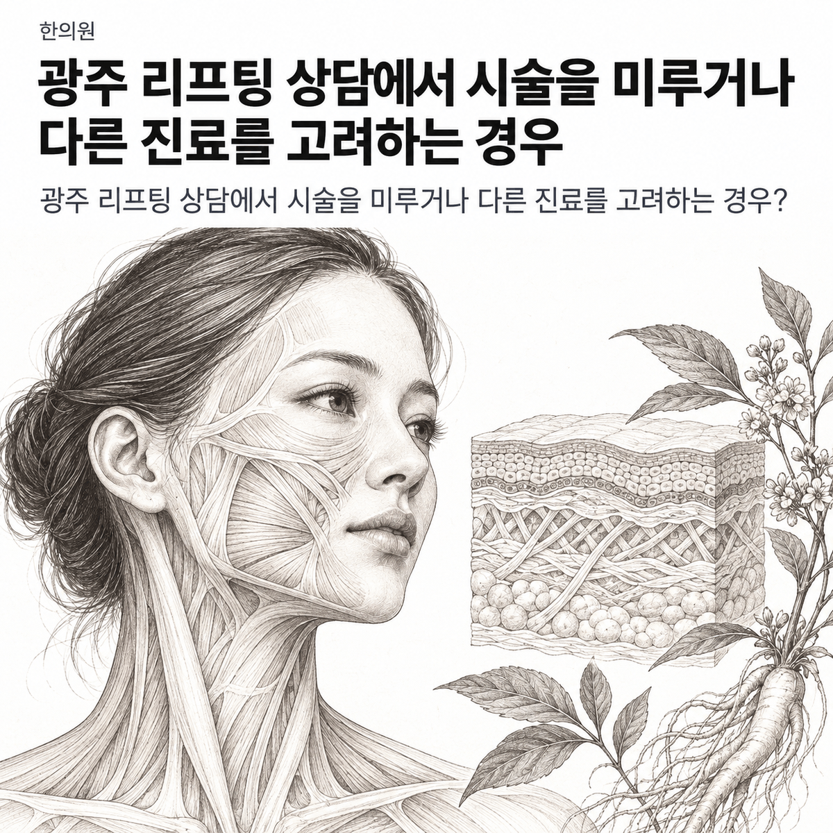 광주 한의원 리프팅 상담에서 시술을 미루거나 다른 진료를 고려하는 경우 핵심 정보 이미지